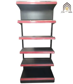 قفسه یکطرفه فروشگاه هایپرمارکت با طراحی مشبک، مناسب برای ساماندهی محصولات و استفاده بهینه از فضا.