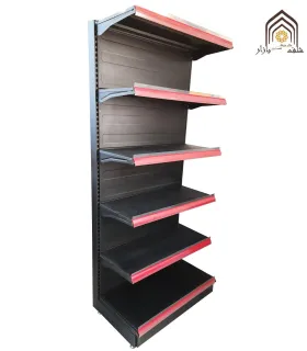 شلف یکطرفه فروشگاه هایپرمارکت از سامان انبار شرق طوس، مناسب برای چیدمان کالاها و سازماندهی موثر فضای فروش.