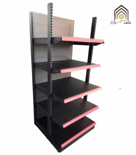 قفسه سنگین فروشگاهی فرانسوی با طراحی مشبک، مناسب برای ساماندهی کالاها و افزایش فضای فروشگاه.