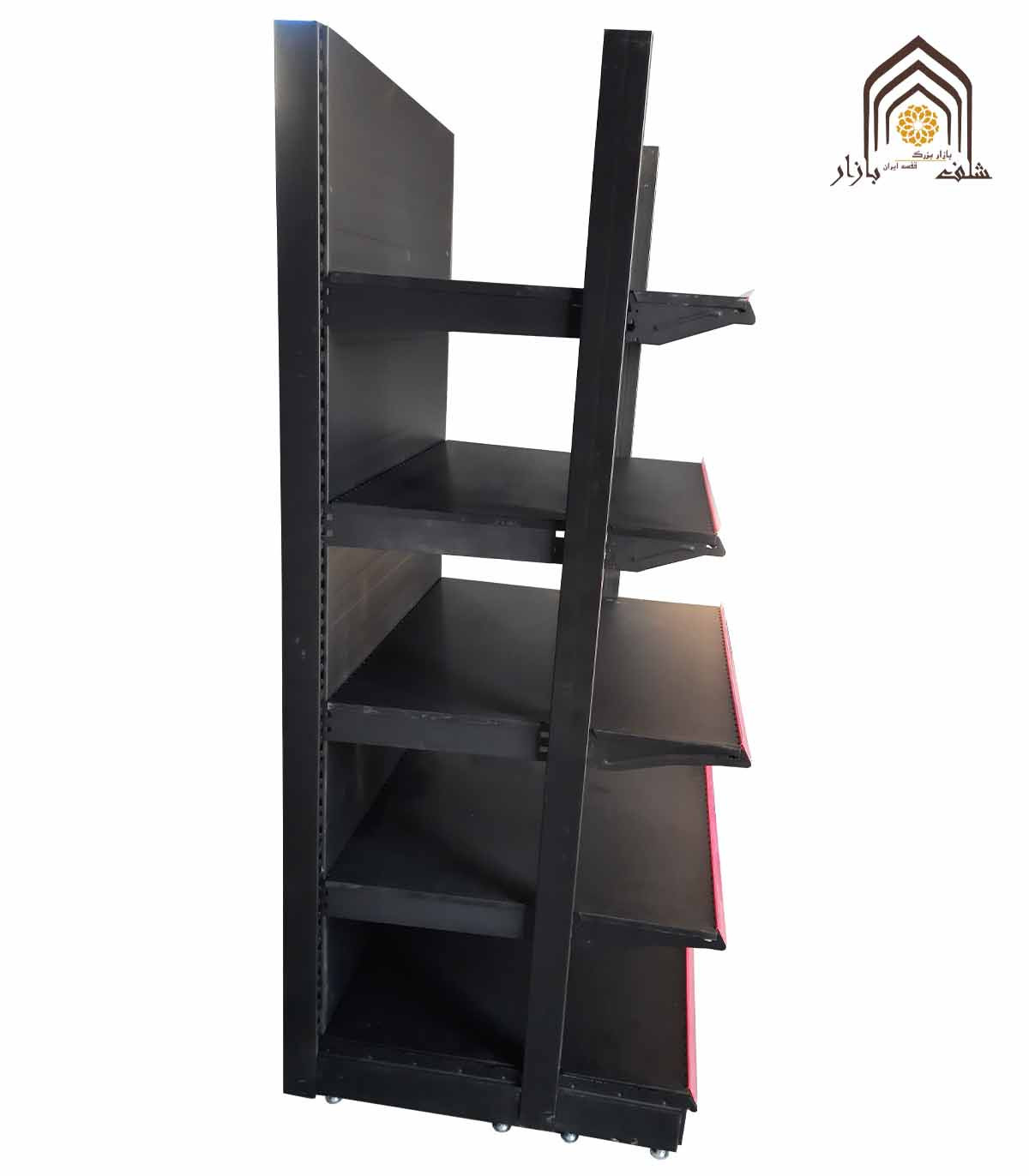 قفسه سنگین فروشگاهی فرانسوی با طراحی مشبک مناسب برای ساماندهی و نمایش محصولات در فروشگاه‌ها.