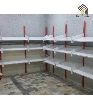 قفسه میوه دیوارکوب ارزان با طراحی مشبک از سامان انبار شرق طوس، مناسب برای فضای داخلی فروشگاه یا خانه شماست.