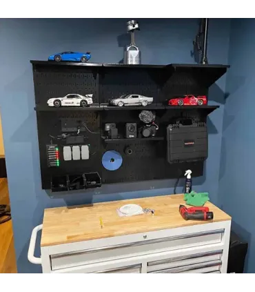 تخته ابزار افقی 50×200 با قفسه های منظم برای سازماندهی ابزار و وسایل کوچک در محیط کار.