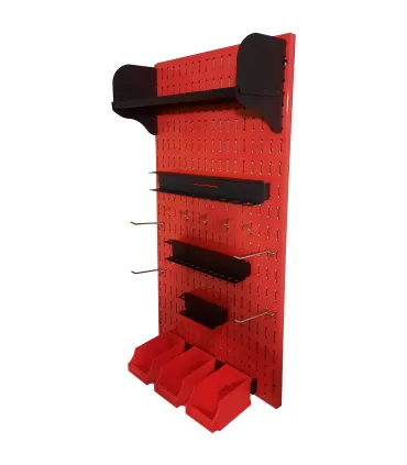 استند ابزار قرمز رنگ با ابعاد 100×100 مناسب برای سازماندهی وسایل در کارگاه‌ها و فضاهای صنعتی.