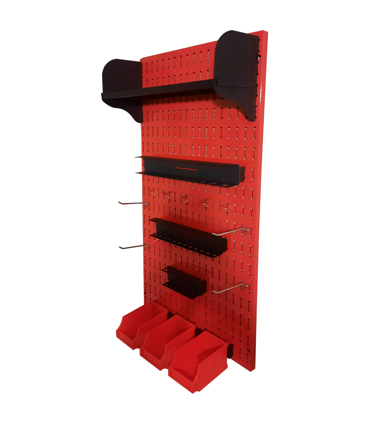استند ابزار قرمز رنگ با ابعاد 100×100 مناسب برای سازماندهی وسایل در کارگاه‌ها و فضاهای صنعتی.