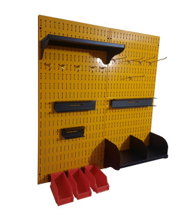 استند ابزار قرمز 100×100 با قابلیت نصب آسان و فضای ذخیره‌سازی مؤثر برای نظم‌دهی به ابزارها و لوازم جانبی.