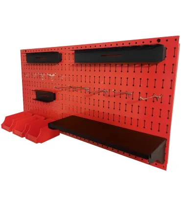 قفسه ابزار افقی 50×200 با طراحی مناسب برای نگهداری ابزارهای مختلف در محیط کار شما\n\nاین قفسه ابزار با رنگ قرمز جذاب و طراحی کار