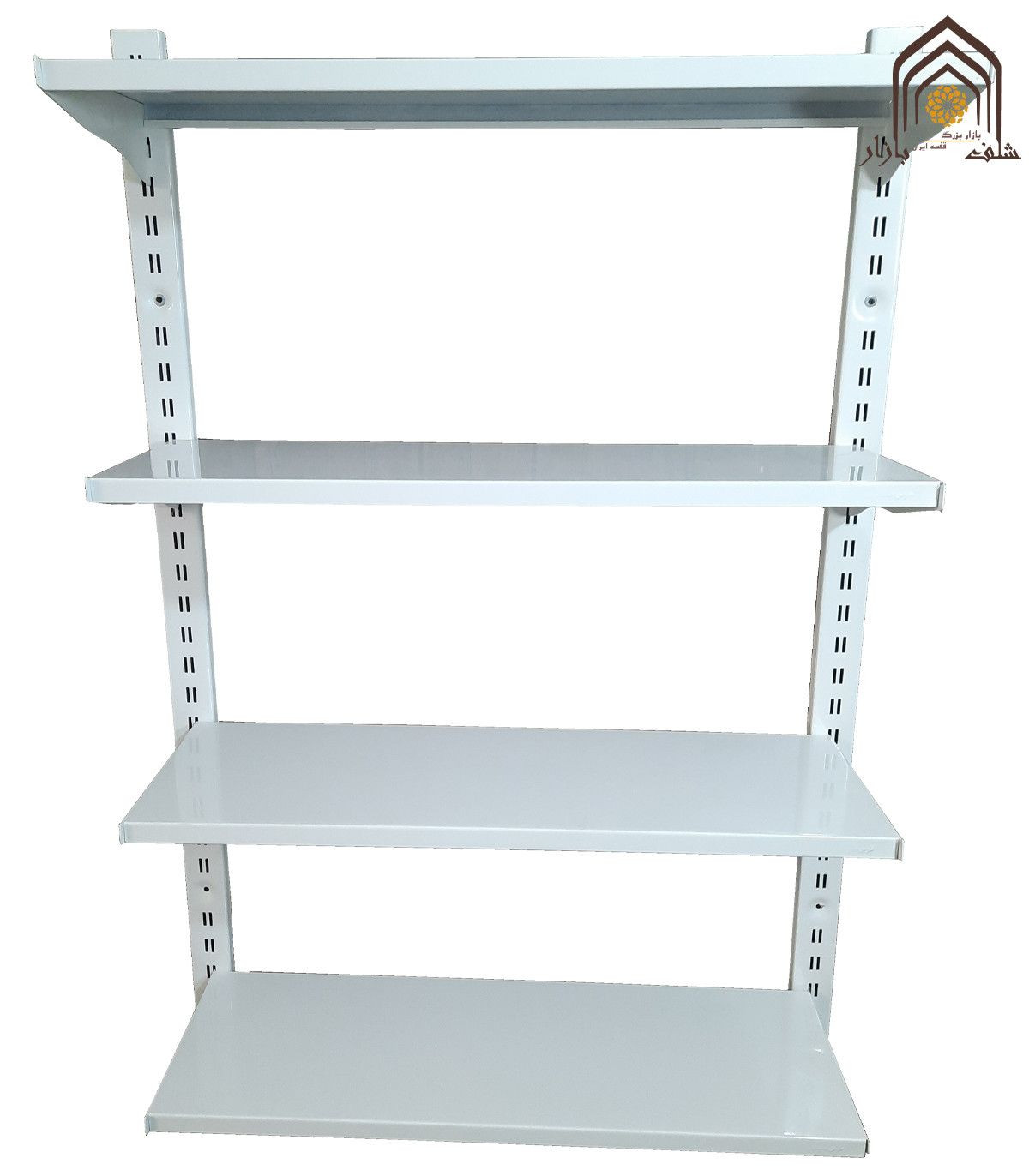 قفسه دیوارکوب فروشگاهی ارزان از برند سامان انبار شرق طوس با طراحی مشبک و کیفیت بالا.