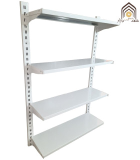 قفسه دیوارکوب ارزان فروشگاهی سامان انبار شرق طوس با طراحی مشبک و کارایی بالا برای نظم‌دهی به فضاهای فروشگاه.