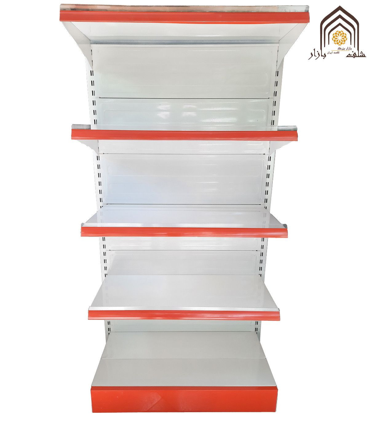 قفسه فلزی سرلاین فروشگاهی با طراحی مشبک از سامان انبار شرق طوس، مناسب برای نمایش محصولات.
