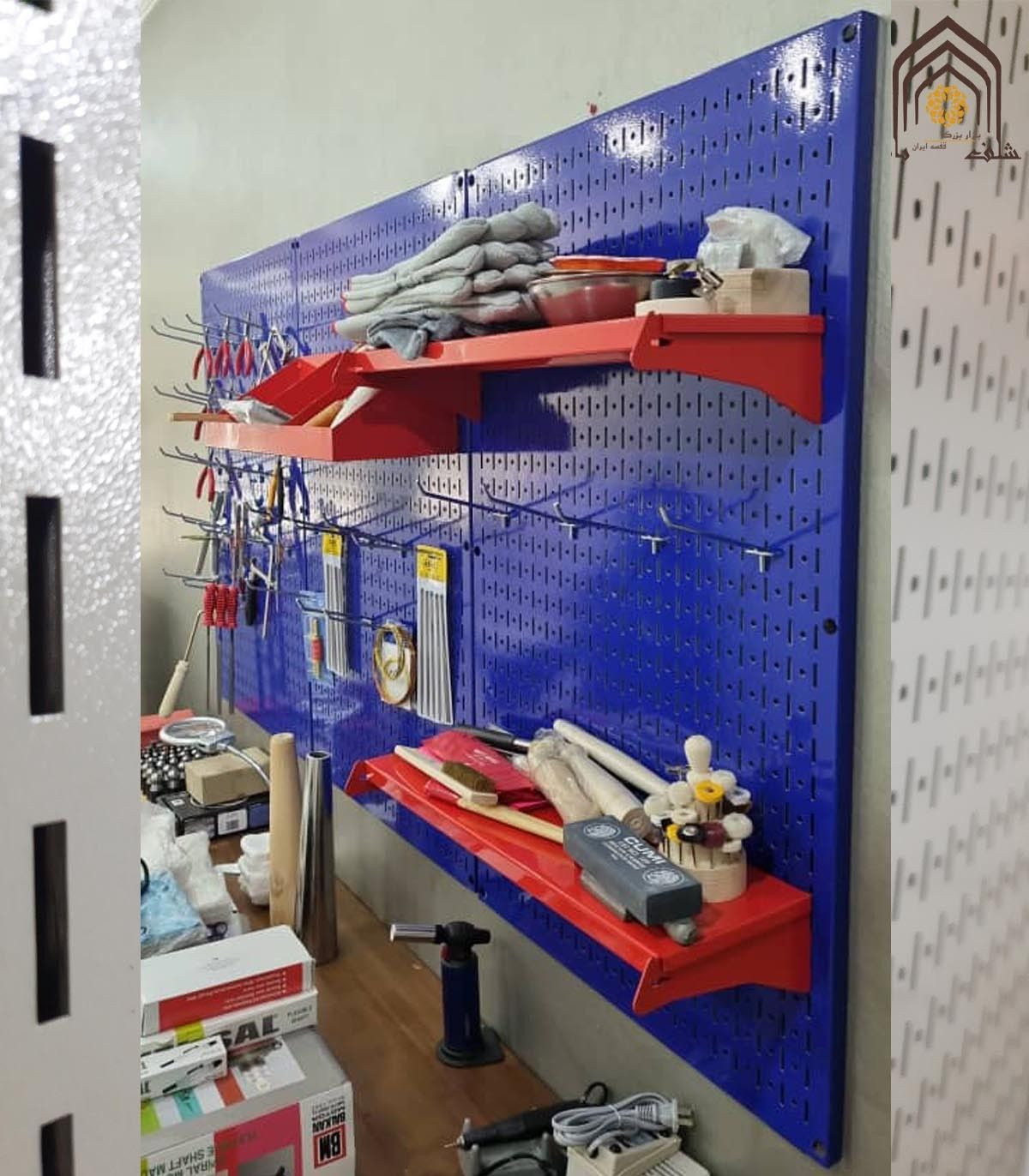 پگ برد تخته ابزار با شلف بازار، مناسب برای سازماندهی ابزارها و لوازم کار در هر کارگاه.