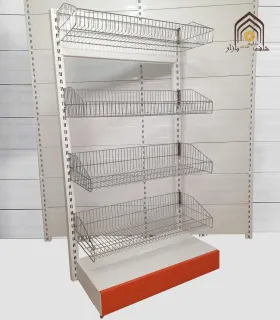 قفسه فلزی سبد خودایستا سامان انبار شرق طوس مشبک برای سازماندهی مؤثر فضاهای تجاری و فروشگاهی مناسب است.