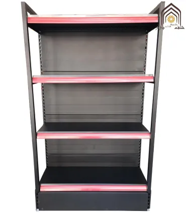 قفسه دوطرفه فروشگاهی کارینا از سامان انبار شرق طوس با طراحی مشبک و کیفیت عالی برای نمایش محصولات.