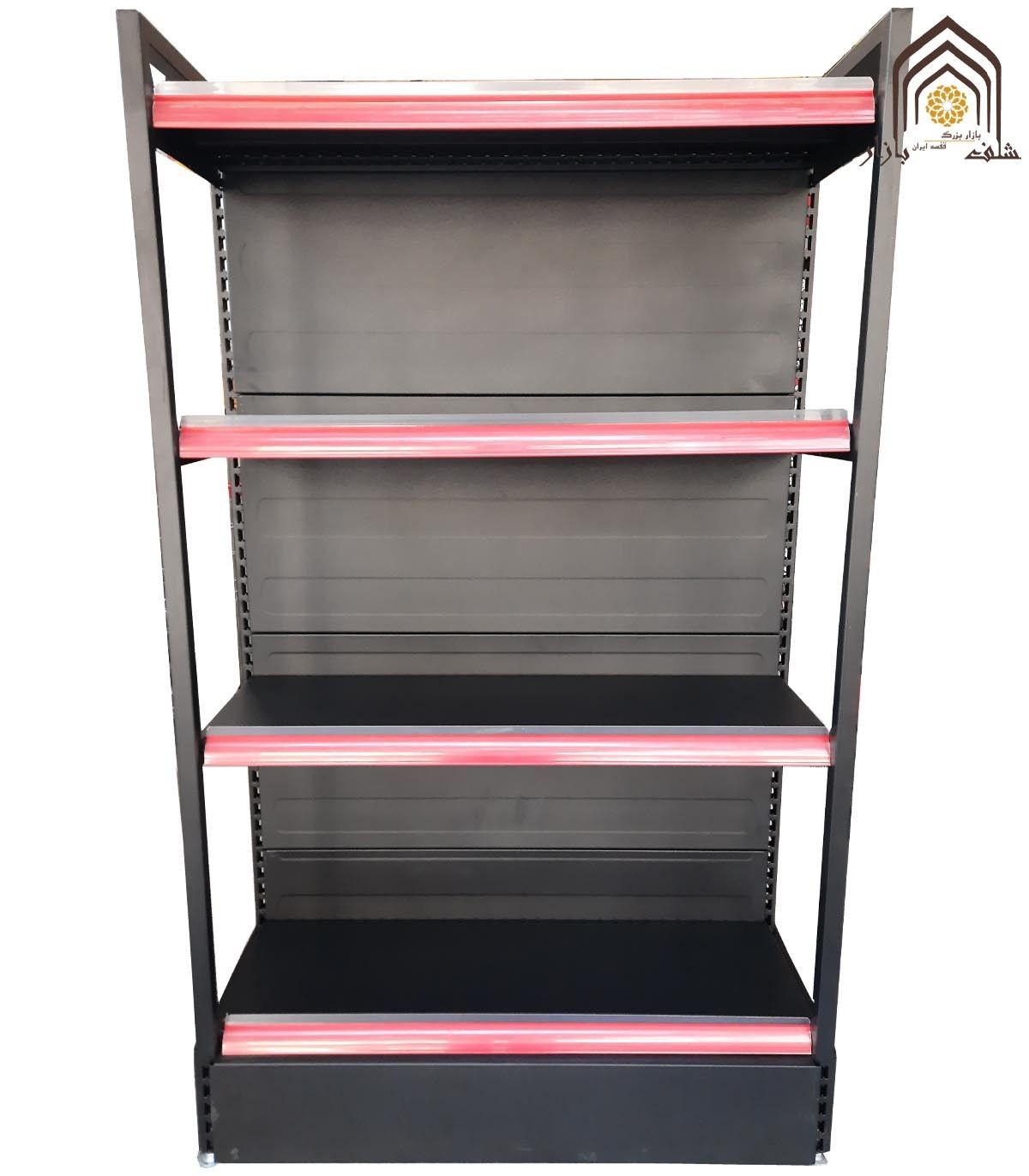 قفسه دوطرفه فروشگاهی کارینا از سامان انبار شرق طوس با طراحی مشبک و کیفیت عالی برای نمایش محصولات.