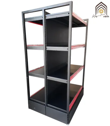 قفسه دوطرفه فروشگاهی کارینا از سامان انبار شرق طوس، مناسب برای نمایش و سازماندهی کالاها.