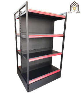 شلف دوطرفه فروشگاهی کارینا با طراحی مشبک و قابلیت تنظیم ارتفاع از سامان انبار شرق طوس. مناسب برای انواع محصولات.