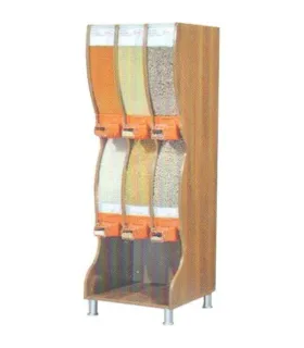 قفسه آجیل خشکبار شش مخزن آکاربو با طراحی زیبا و کاربردی برای نگهداری انواع خشکبار.