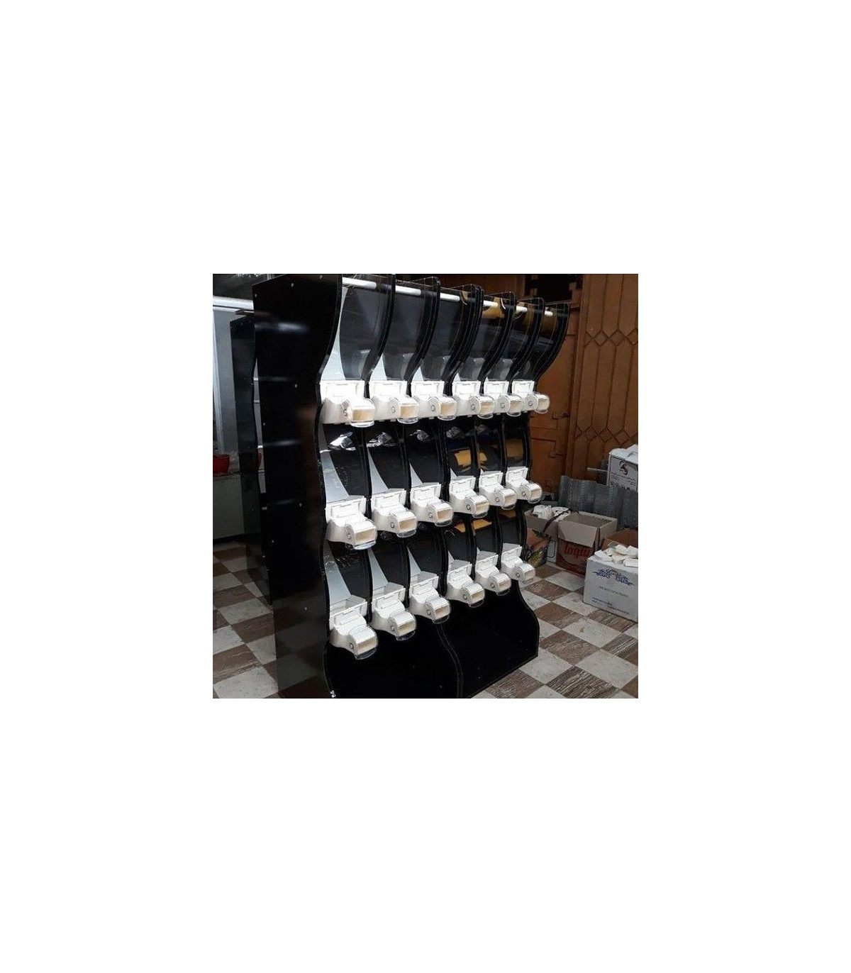 استند خشکبار آکاربو AKARBU با 9 مخزن مناسب برای مغازه ها و فروشگاه های مواد غذایی \n\nاستند خشکبار آکاربو AKARBU با 9 مخزن برای 