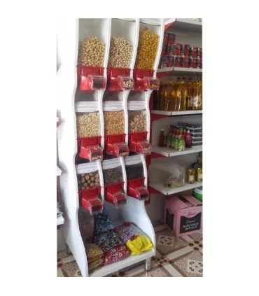 استند خشکبار 9 مخزن آکاربو AKARBU برای نگهداری و نمایش انواع خشکبار با طراحی مدرن و کاربردی\n\nاین استند به راحتی مواد را در دست