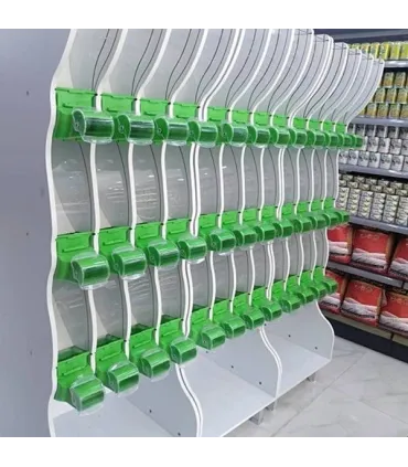 استند آجیل خشکبار 12 مخزن آکاربو با طراحی مدرن و کاربردی برای نگهداری و عرضه محصولات خشکبار.