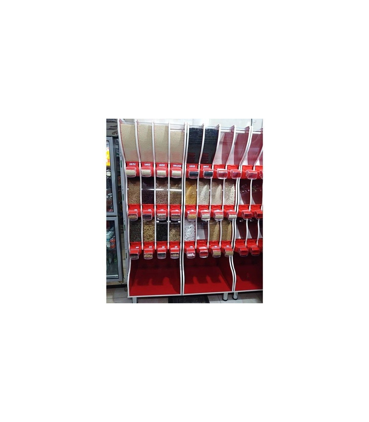 استند آجیل خشکبار 12 مخزن آکاربو AKARBU با طراحی مدرن برای نگهداری و نمایش انواع خشکبار و آجیل.