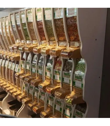 استند آجیل خشکبار 12 مخزن آکاربو مناسب برای فروشگاه‌ها و مصارف خانگی\n\nاین استند دارای طراحی زیبا و کاربردی است.