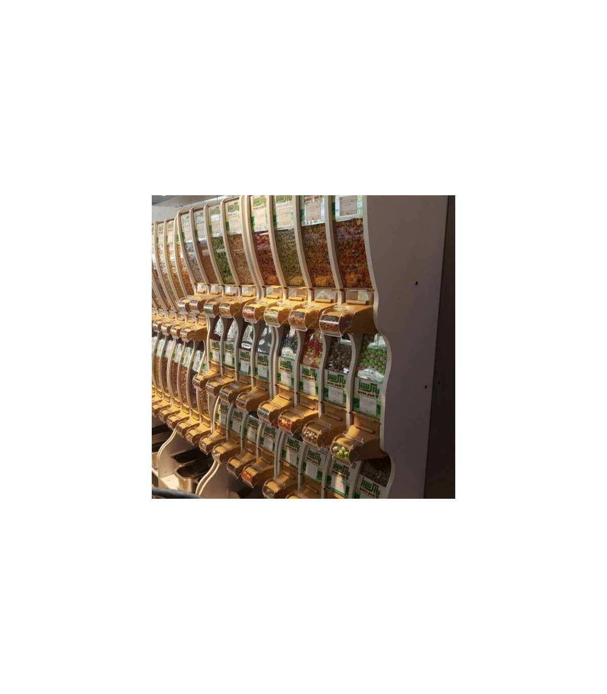 استند آجیل خشکبار 12 مخزن آکاربو مناسب برای فروشگاه‌ها و مصارف خانگی\n\nاین استند دارای طراحی زیبا و کاربردی است.