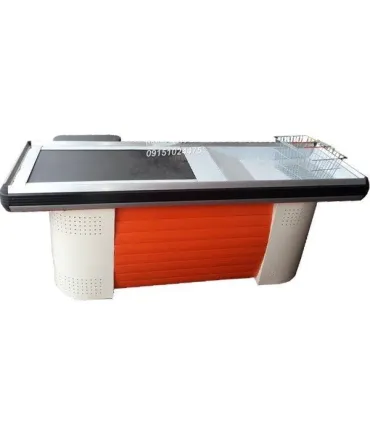 میز چک اوت نوار نقاله برقی سامان انبار شرق طوس با طراحی مدرن و کاربردی برای فروشگاه‌ها.