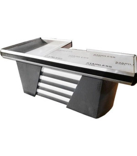 میز چک اوت ساده L با طراحی مدرن و مستحکم مناسب برای استفاده در فروشگاه‌ها و نقاط فروش.