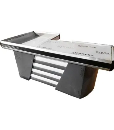 میز چک اوت ساده L با طراحی مدرن و مستحکم مناسب برای استفاده در فروشگاه‌ها و نقاط فروش.