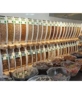 استند آجیل خشکبار هشت مخزن با طراحی مدرن الینا، ایده‌آل برای نمایش محصولات متنوع مغز و خشکبار. \n\nاستند محکم و زیبا با قابلیت ن