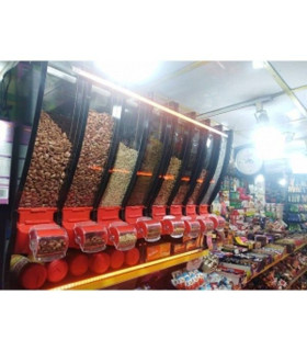 قفسه آجیل خشکبار چهار مخزن الینا استند برای نگهداری منظم و ظاهری جذاب آجیل و خشکبار مناسب است.