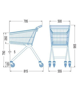 چرخ خرید فروشگاهی 60 لیتری مدل صنایع مفتولی آریا توس با طراحی کاربردی و اندازه مناسب برای فروشگاه‌ها.