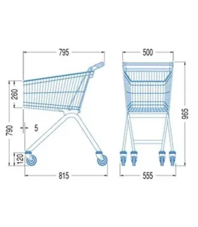 چرخ خرید فروشگاهی 60 لیتری مدل صنایع مفتولی آریا توس با طراحی کاربردی و اندازه مناسب برای فروشگاه‌ها.