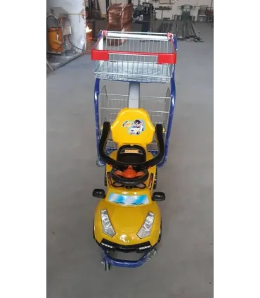 سبد خرید ماشین کودک با طراحی جذاب و رنگی، مناسب برای بازی و خرید کودکان از صنایع مفتولی آریا توس.