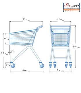 کالسکه خرید فروشگاهی 125 لیتر با طراحی مدرن و ابعاد مناسب برای استفاده در فروشگاه ها. \n\nابعاد: 91x 61x 88 سانتی‌متر.