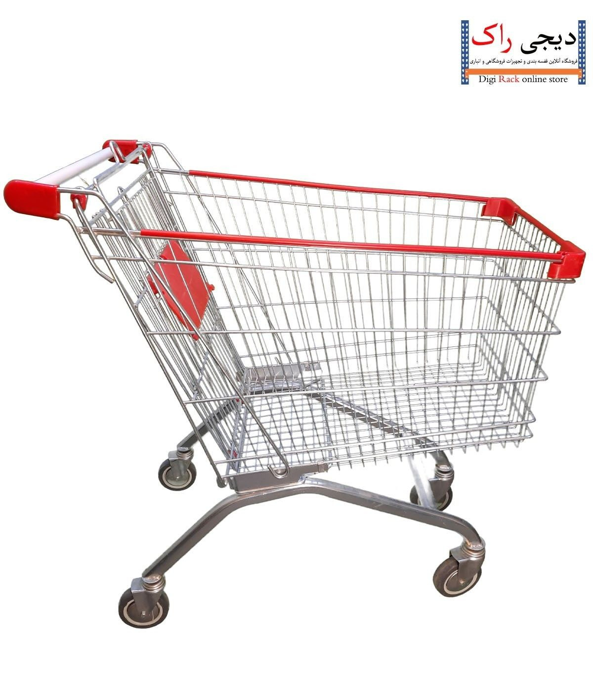 کالسکه خرید فروشگاهی 125 لیتر از صنایع مفتولی آریا توس، ایده‌آل برای استفاده در فروشگاه‌ها و سوپرمارکت‌ها.