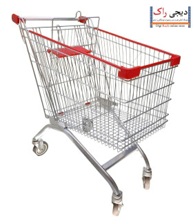کالسکه خرید فروشگاهی 125 لیتر، مناسب برای حمل و نقل آسان و سریع اجناس در فروشگاه‌ها. صنایع مفتولی آریا توس.