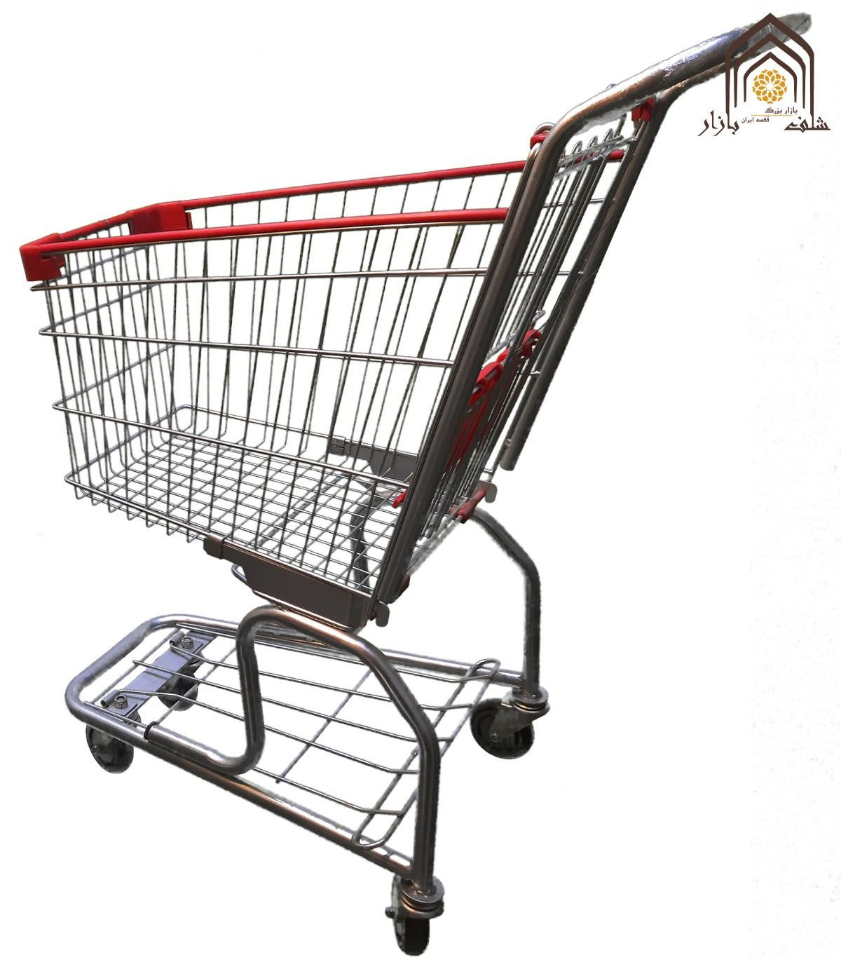 چرخ خرید 80 لیتری کفی دار از صنایع مفتولی آریا توس، مناسب برای خرید آسان و راحت.