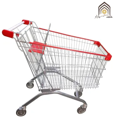 ترولی خرید فروشگاهی 180 لیتر با طراحی مقاوم و چرخ‌های راحت برای جابجایی آسان محصولات فروشگاهی.