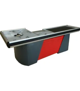 میز چک اوت نوارنقاله L با طراحی مشبک سامان انبار شرق طوس، مناسب برای فروشگاه‌ها و مراکز تجاری.